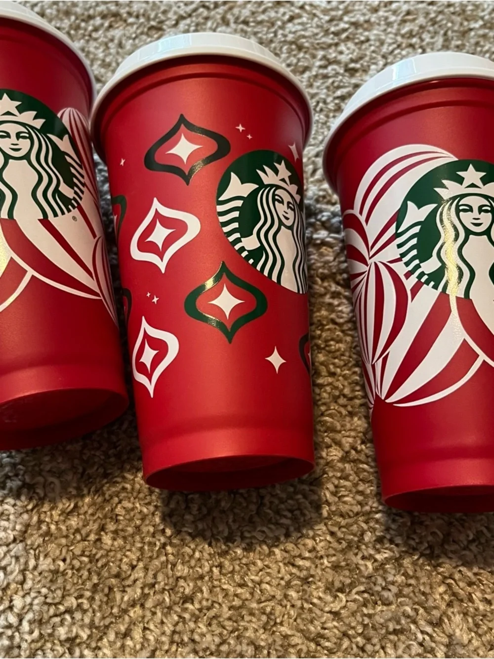 Starbucks Red and Green Holiday Reusable Cups - set of 3